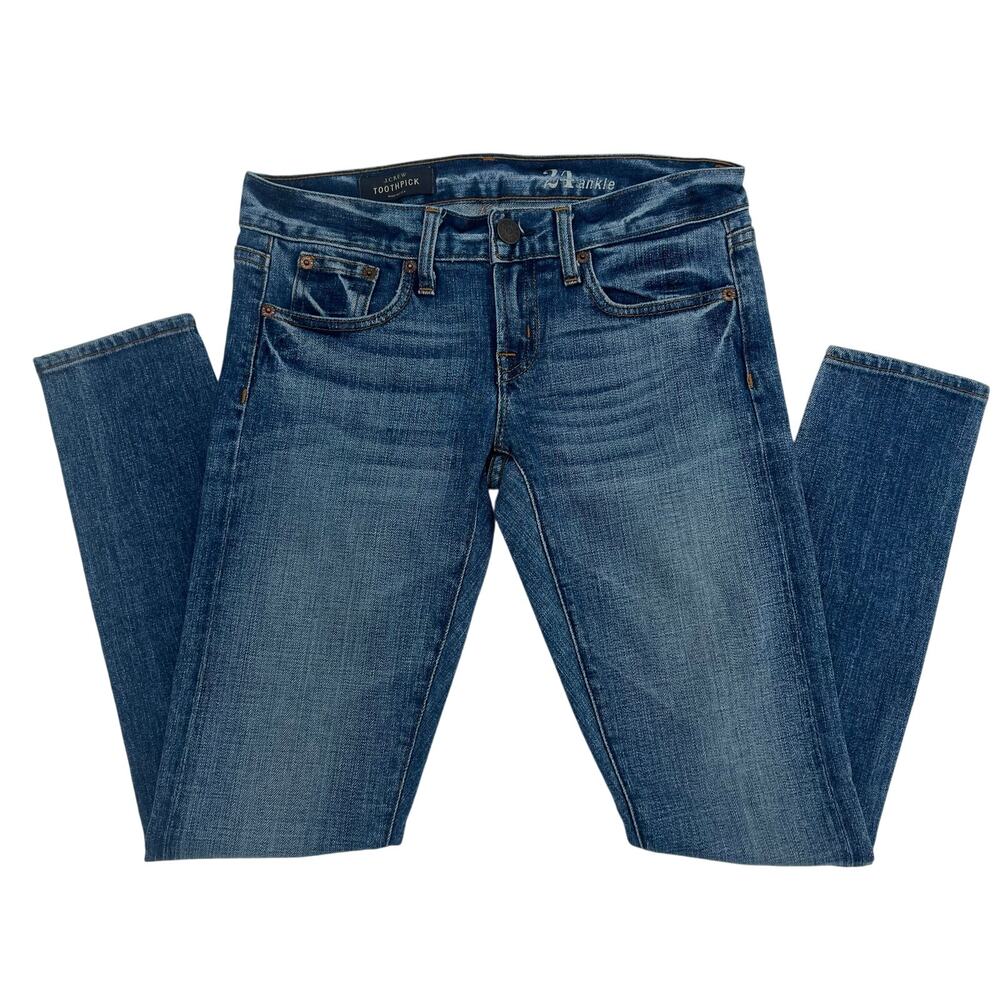 J. Crew Toothpick Skinny Jeans Womens 24 Blue Med Wash Ankle Low Rise